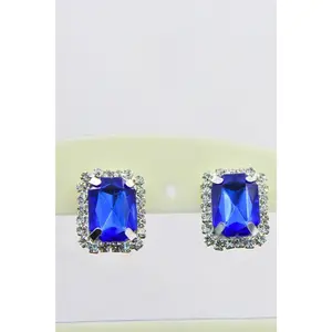 Silver-Plated Oversized Stud Earrings with Cubic Zirconia by JCS Fashions