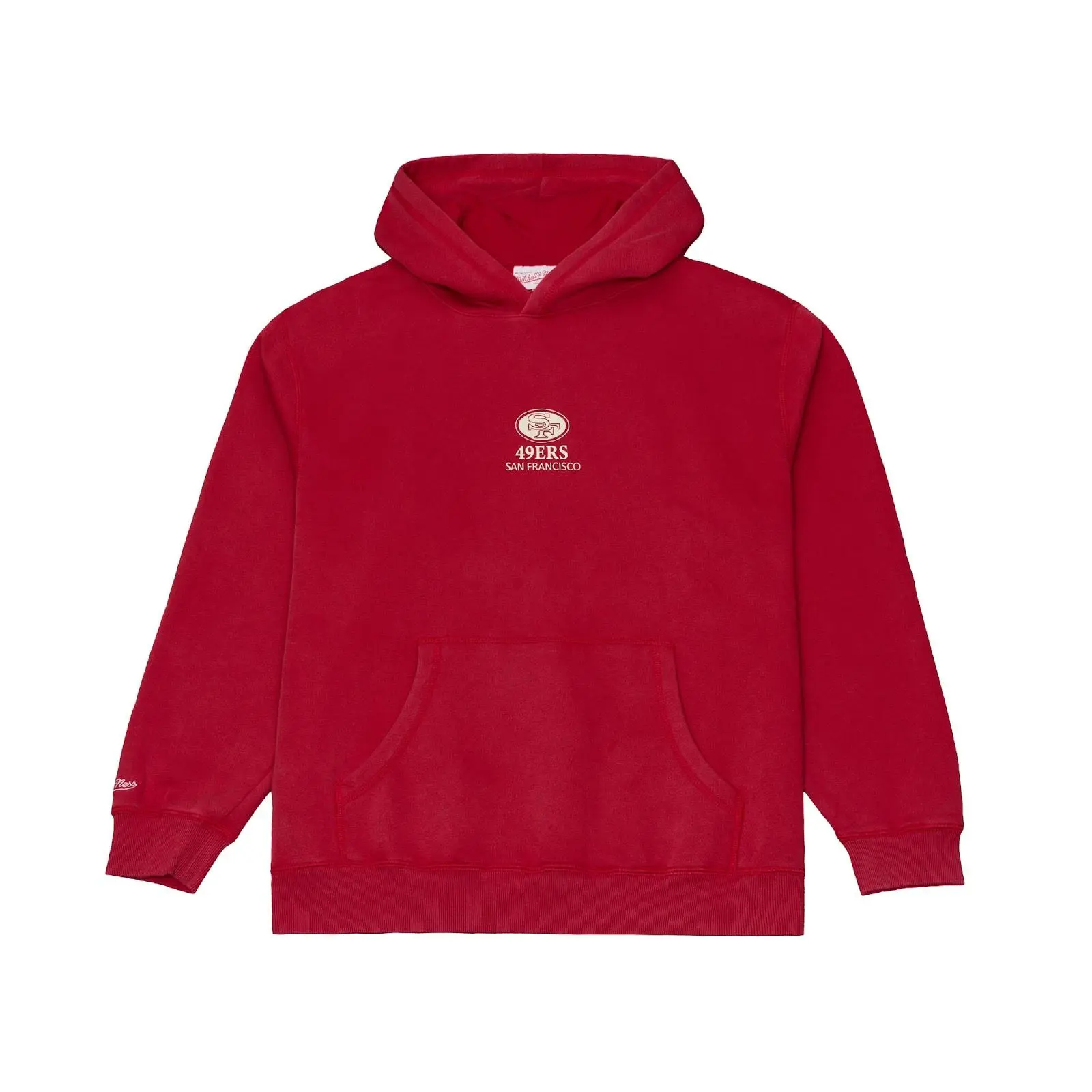 San Francisco 49ers Scarlet Core Essentials Fleece Hoodie NFL Throwback Sweatshirt Vintage Fan Gear Mitchell & Ness