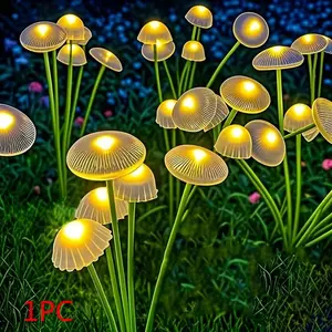 Solar Powered 6/8 LED Jellyfish Mushroom Lights, Garden Landscape Lighting, Outdoor Ground Plug Lawn Lights, Holiday Garden Decorations, Garden Decorative Lighting, Garden Glow Light, Yard Lighting