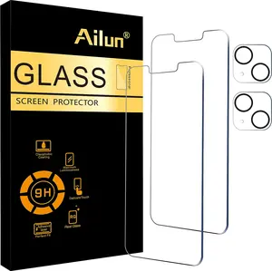 Ailun 2 Pack Screen Protector for iPhone 13 mini [5.4 inch] Display 2021 with 2 Pack Tempered Glass Camera Lens Protector,[9H Hardness]-HD