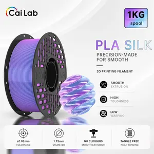 Cailab PLA Silk Dual-Color 1.75mm 1kg Spool, High Precision ±0.03mm, Vacuum Packed, Smooth No-Clog Feeding, Glossy Shiny Two-Tone Gradient Effect, Low Warping Low Shrinkage, Eco-Friendly Low Odor, Compatible Creality Ender/Bambu Lab/Prusa FDM Printers,