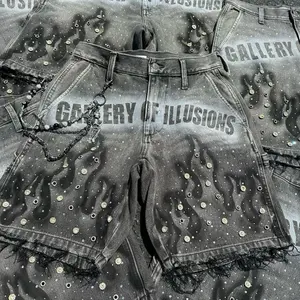 GALLERY OF ILLUSIONS FLAME DENIM shorts