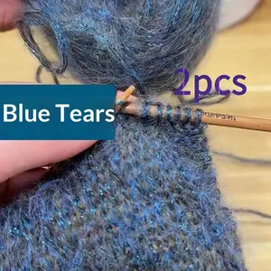 2pcs Blue Tears Yarn, Shiny Mohair with Glitter, Soft & Skin-Friendly, Versatile Hand Knitting Yarn, Ideal for Scarves, Sweaters & Shawls, Fashionable Fairy Style Knitting Yarn