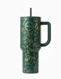 Green Allover Print 40 oz Ascend Tumbler, Cute Aesthetic Birthday Gift for Daughter Her, Perfect Gift for Parents Mom Dad Birthday, Back to School Gift for Students Teens