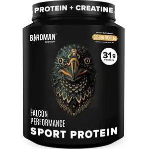 Falcon Performance Vegan Protein Powder, Vanilla Flavor, 31g Protein with 5g Creatine, 5g BCAA, Probiotics & Electrolytes, Pre-Workout Plant-Based Formula, Low Carb, Sugar Free & Dairy Free, 19 Servings