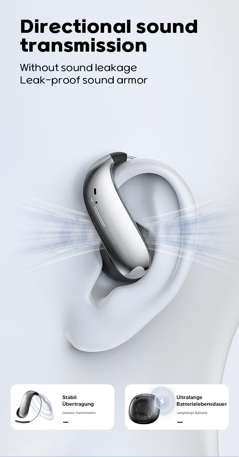 MINISO Wireless EarBuds - Bluetooth Headphones with Zero‑Gravity Titanium Ear‑Hook Design, Noise Isolation, Wireless Earbuds Headset Bluetooth 6.0, IPX5 Waterproof & Sweatproof, Ideal for Travel & Electronic Gifts for Men and Women