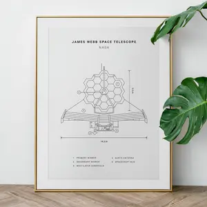 NASA James Webb Poster, Space Telescope Blueprint Wall Decor, NASA Blueprint Art, Vintage Space Print for Space Lovers, Wall Art Decor, Home Decor, Poster Print, Birthday Present