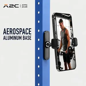A2C Magnetic Phone Holder for Gym, Alloy Base and Joint for Strong Hold, 360° Adjustable, Compatible with 4.7-6.5 Inch iPhone & Android Phones, Gym Accessories Gift for Men Women summerwins