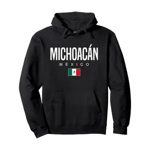 Men's Hoodies  Michoacan Mexico Graphic Men'S Hooded Sweatshirt - Mexican Flag Print Cotton Blend Pullover with Pockets, Medium Stretch Regular Fit Hoodie for Autumn Winter Casual Outdoor Wear, Machine Washable Comfortable Clothing