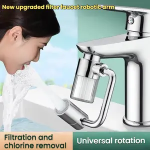 【2PC】1440° Rotatable Faucet Aerator Extension with Filter for Toddlers Dual Sprayer Mode Bathroom and Kitchen Faucet Attachment Tap Head Replacement for Smart Face Washing Splash-Proof Sink Faucet Extender
