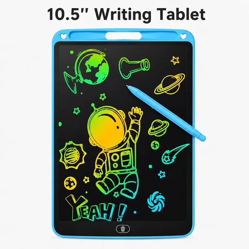 Kids 3-8 Digital Drawing Tablet Devices - 10.5-inch Eye Care LCD Display, Portable ABS Body with Stylus Pen, Waterproof Lightweight Colorful Pad with Erase Button, 6 Months Batteries, Ideal Easter/Birthday Gift