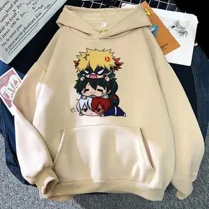 Autumn Winter Hooded Pullover Cartoon My Hero Academia Anime Hoodies Deku Bakugou Katsuki Todoroki Shoto Print Hooded Sweatshirt
