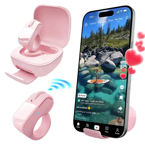 ZOZVO D06 Compact Cordless Bluetooth Smart Scrolling Ring Remote - 250mAh Rechargeable Plastic-TPU Mobile Selfie Accessory, USB Type-C, iOS/Android/iPad Compatible for Scrolling, Camera Shutter, Treadmill Workouts