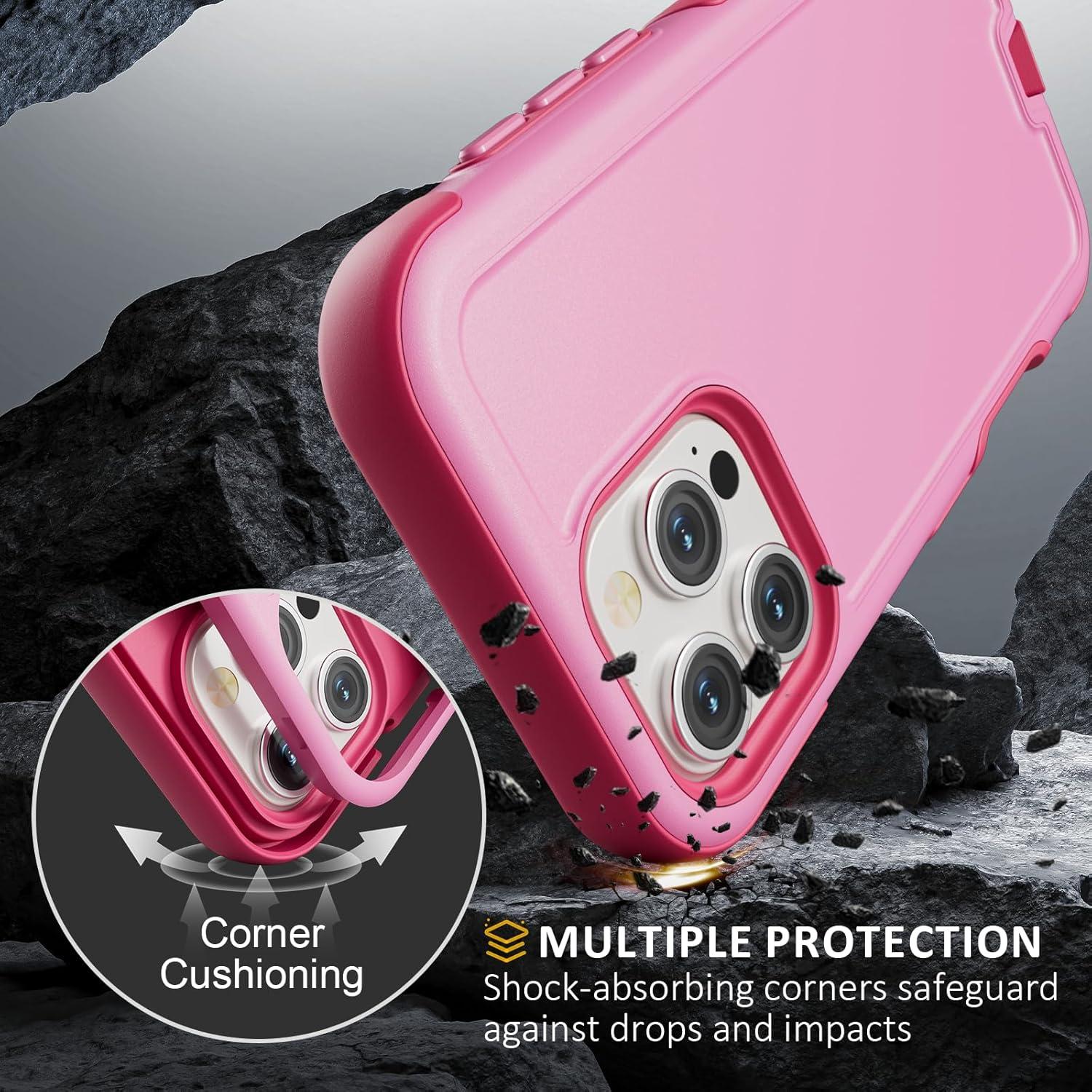 Dual-Layer Durable Phone Case for iPhone 16 Pro Max, 15, 14, 13 - Magnetic Wireless Charging Compatible, Heavy-Duty Shockproof Anti-Drop Automatic Phone Accessories