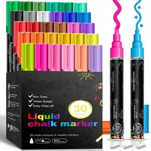 Chalk Markers, 30 Colors Liquid Chalk Markers for Blackboard Chalkboard Calendar Glass Neon Pens, Washable Window markers  and Drawing for , Auto, Bistro,Mirror Wet Erase Chisel Tip