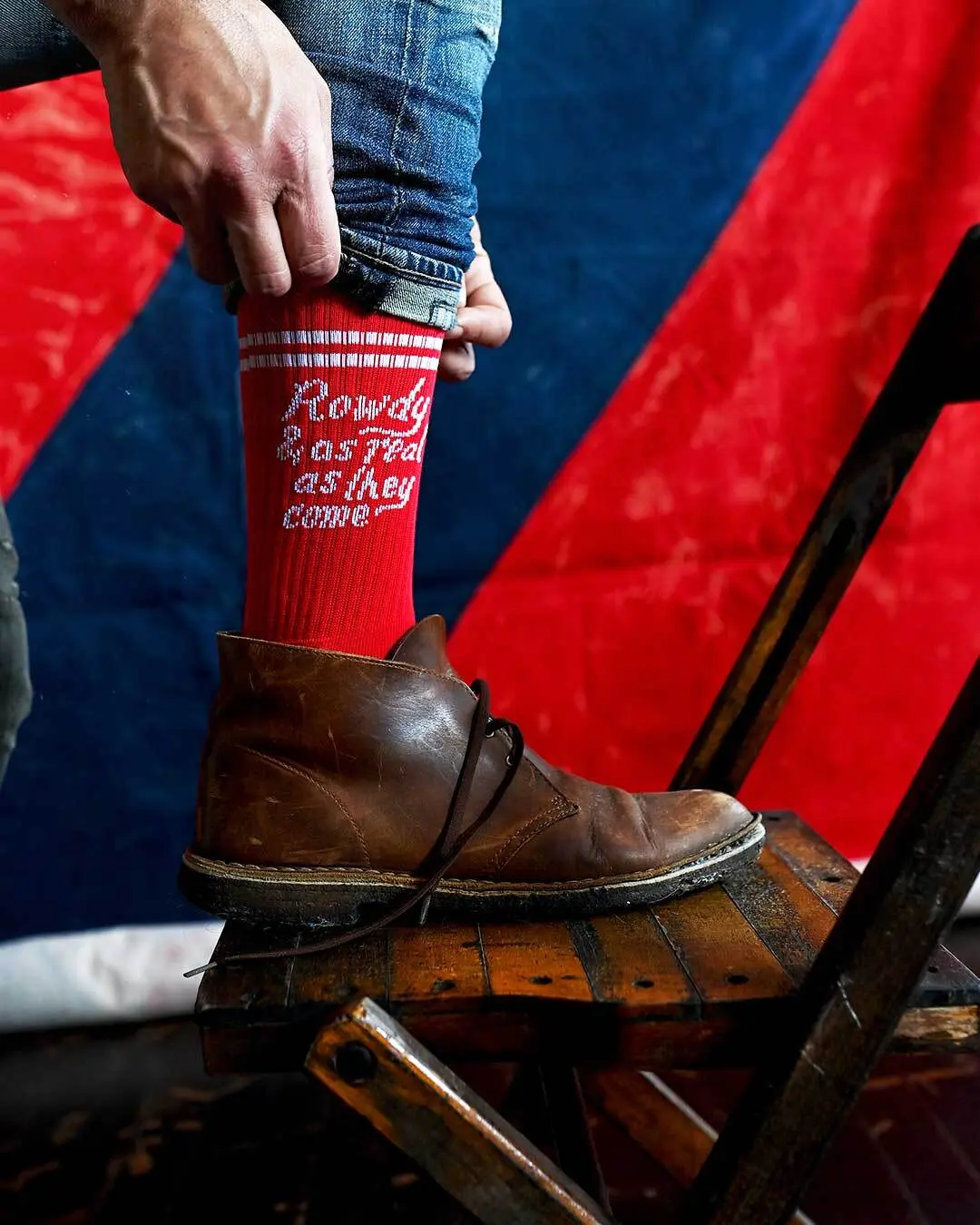 Mens Wrestling Rowdy Roddy Piper Red Socks, Menswear Knit Socks with Cotton-Polyester Blend