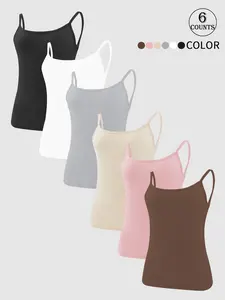 6pcs Women Y2K Camisole Tank Backless Sheer Design Non-Slip No Padding Fashion Summer Top