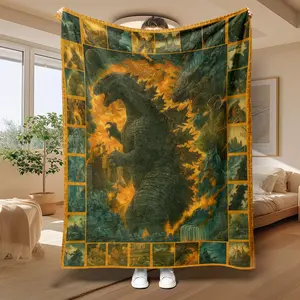 Godzilla Pattern Print Blanket, Soft Skin-Friendly Throw for Bedroom Living Room Sofa Bed Office Travel Outdoor Camping, Perfect Gift