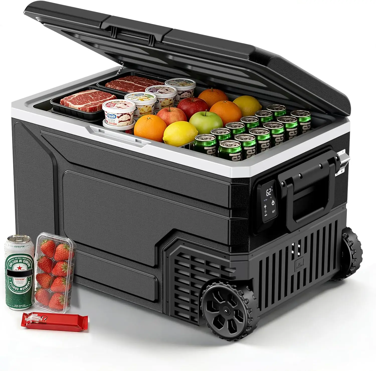 12V Portable Refrigerator, 68 Quart Dual-Voltage 12V/24V DC Car Cooler, -4°F to 68°F Portable Freezer for Car, Truck, RV, Camping, Home, Road Trips summerwins