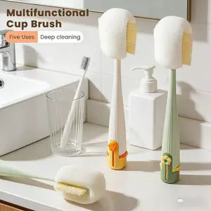 5-in-1 Multifunctional Cleaning Brush Set with Silicone Sponges and Silicone Tips, for Bottles & Straws with Tight Access, Home Care Kitchen Supplies