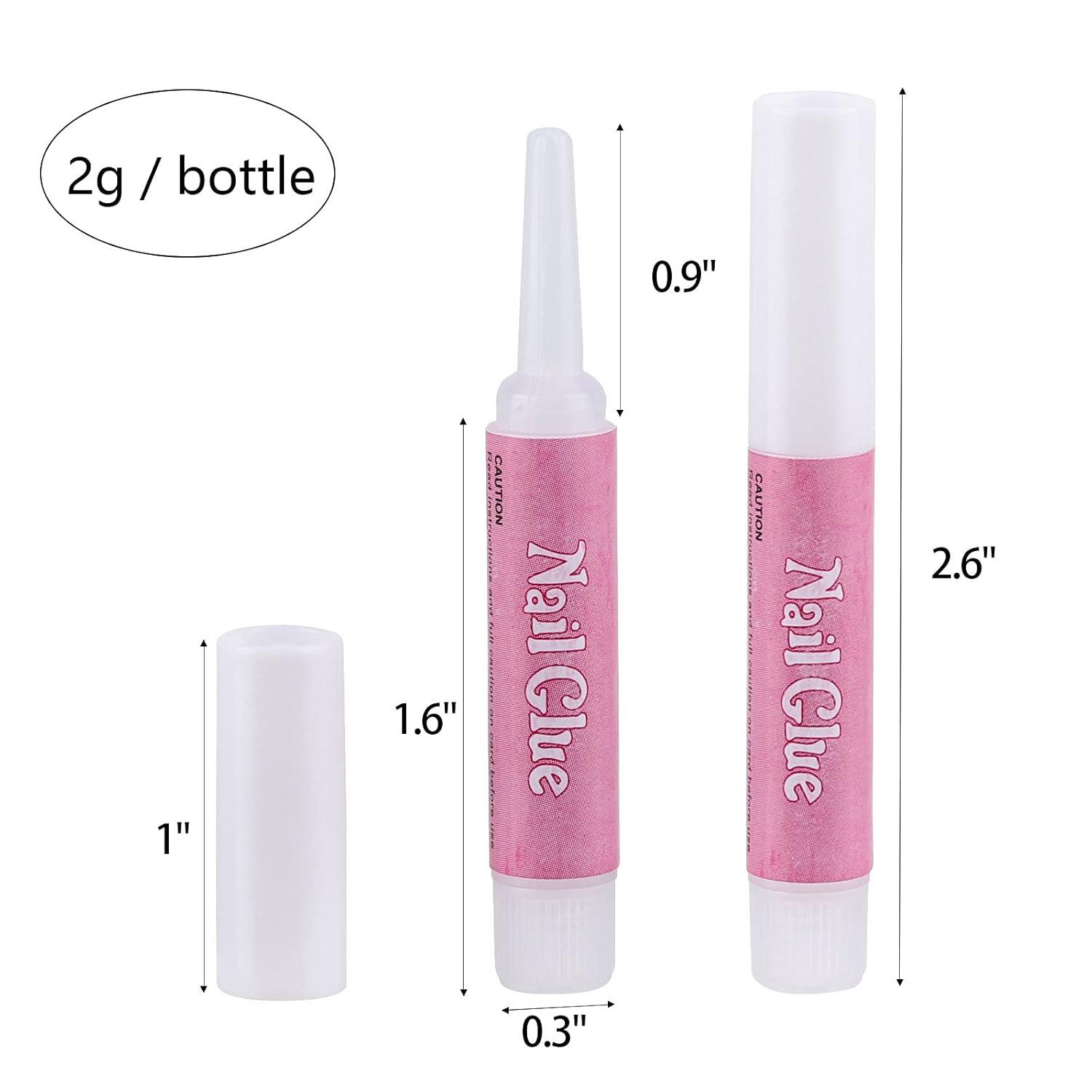 100PCS Acrylic Nail Tips Adhesive Super Bond Long Lasting Glue for DIY Nail Art Pink Caps