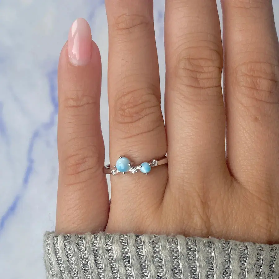 Twin Tide Larimar Ring