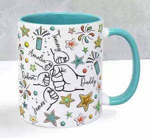 Father's Day Fist Bump Mug Gift Mug for Daddy Dad Grandad Grandpa Uncle Personalised Father's Day Present names mug 