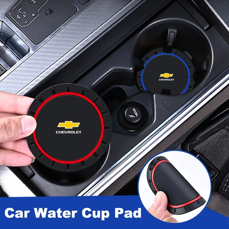 Silicone Car Coasters Water Cup Slot Non-Slip Mat Cup Pad For Chevrolet Cruze Sonic Silverado Trax Camaro Captiva Equinox Trailblazer Interior Accessories Chevy Cruze Accessories Car Accessory