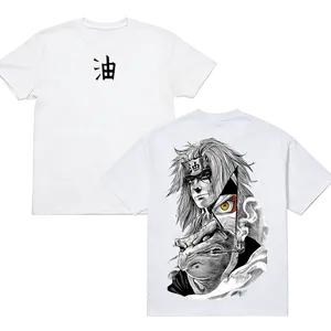 Jiraiya x Naruto- Naruto Crew Neck Short Sleeve Anime Graphic Double-Printed Cotton T-Shirt Unisex Breathable Streatwear Casual Pure Color Tee