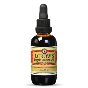 J.CROW'S Lugol's Solution of Iodine 2%  – Premium Iodine & Potassium Iodide Liquid, Gluten &, Alcohol-Free Natural Brine Extract, No Expiration for Water Purification
