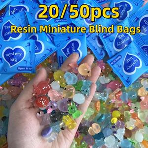 random color miniature blind bag, 20/50pcs mini resin animal mushroom micro ornament, glow in the dark mystery bag, garden micro landscape decoration, garden accessories
