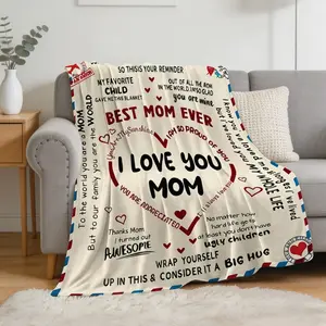 Letter To Mom Blanket Soft Comfortable Warm Throw Blanket Cozy Nap Blanket for Home Office Travel Emotional Gift for Mom