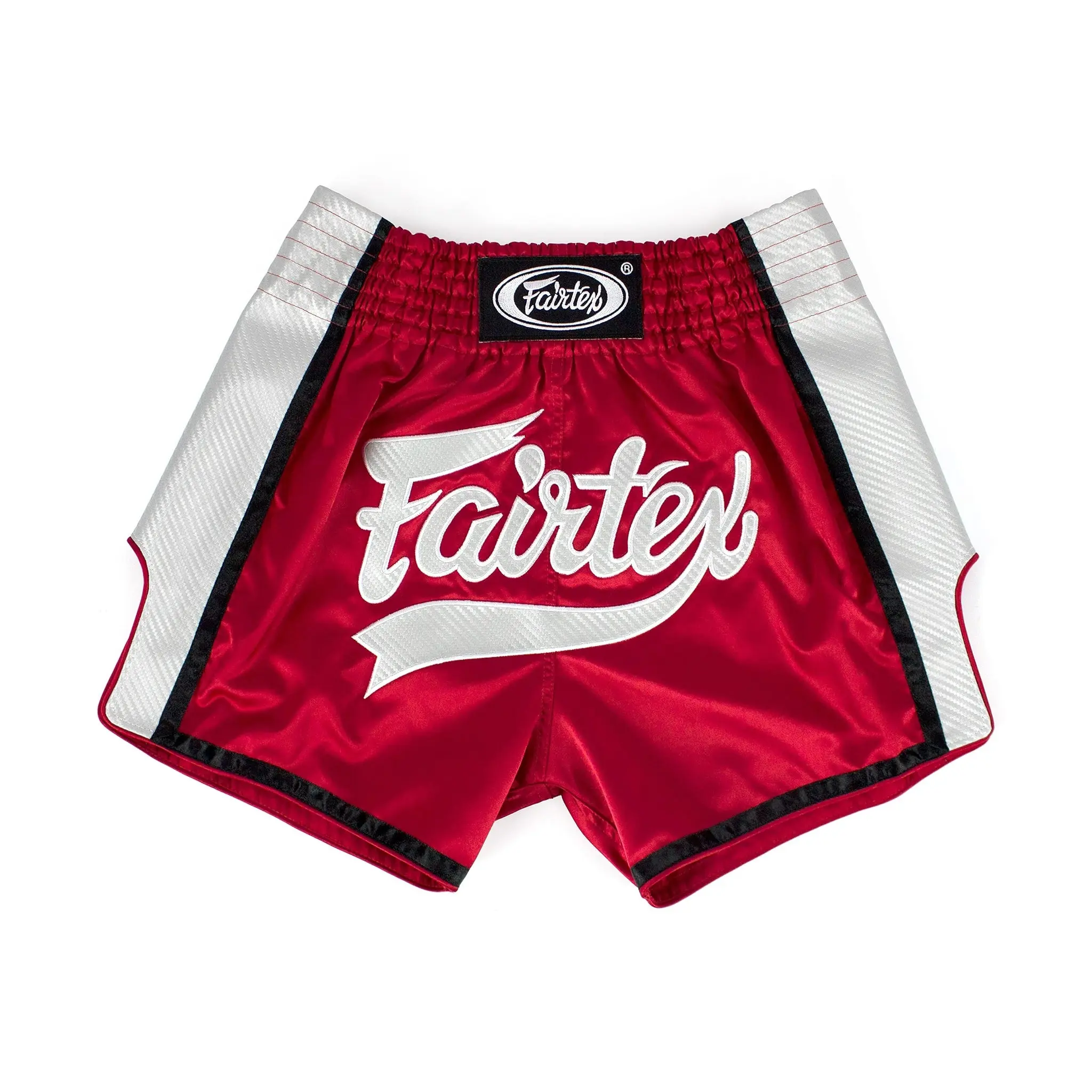 Fairtex BS1704 Red/White Slim Cut Muay Thai Boxing Short, Durability, Elastic Waist Shorts