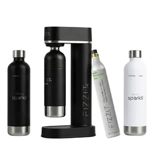 FIZZIT Duo Hydration Set (Includes soda maker, 1 CO₂ cylinder & 2 stainless bottles (Black + White)