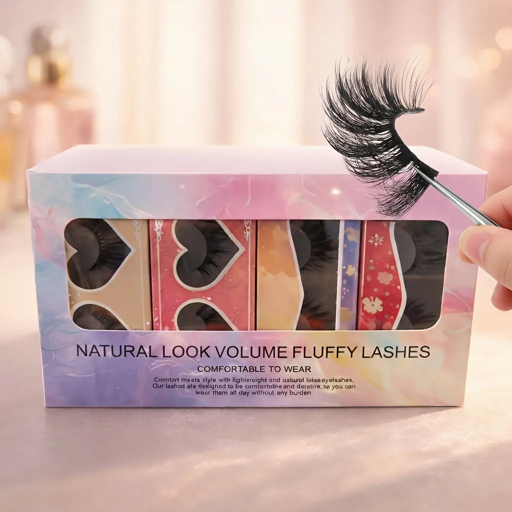 24-Piece Double Fluffy Cross-Mixed Cosmetic False Eyelashes Gift Box Set - Lightweight Reusable Russian D Curl (13-15mm) Bulk Lashes, Daily Makeup Essential to Enhance Your Look & Achieve Voluminous Appearance, Valentine's Day Beauty Gift