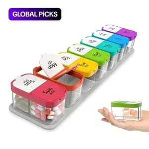 Daily Pill Storage Box, 7-Day Large-Capacity Morning and Afternoon Pill Organizer for Home, Office and Dormitory