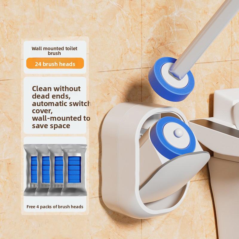 Disposable toilet brush set replacement pad toilet cleaning brush wall-mounted no dead angle cleaning sanitation Disposable toilet brush set replacement pad toilet cleaning brush wall-mounted no dead angle cleaning sanitation