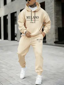 Hypemode Plus Size Set, Letter Print Hoodie & Jogger Pants, Casual Style, Comfortable Fit, Daily Wear, Fall & Winter Fashion