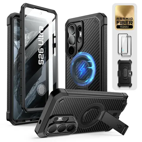 SUPCASE Phonecase for Samsung Galaxy S26 /S26 Plus/S26 Ultra Case with Stand (UB Pro Mag), [2 Front Frames] [Compatible with Wireless Charge] [Built-in Screen Protector & Belt-Clip] Protective Phone Case for S26 /S26 Plus/S26 Ultra