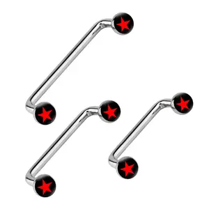 Surface Barbell Internally Threaded 316L Surgical Steel 14G Flat Disc Star Logo Staple Surface Piercings Barbell Jewelry 12mm 16mm 19mm