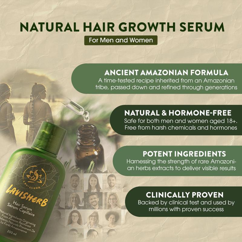 Lavisherb Hair serum | Revitalize Repair Hair Loss Excessive Scalp Sebum Greasy Hair All Natural Ingredients - 200ml