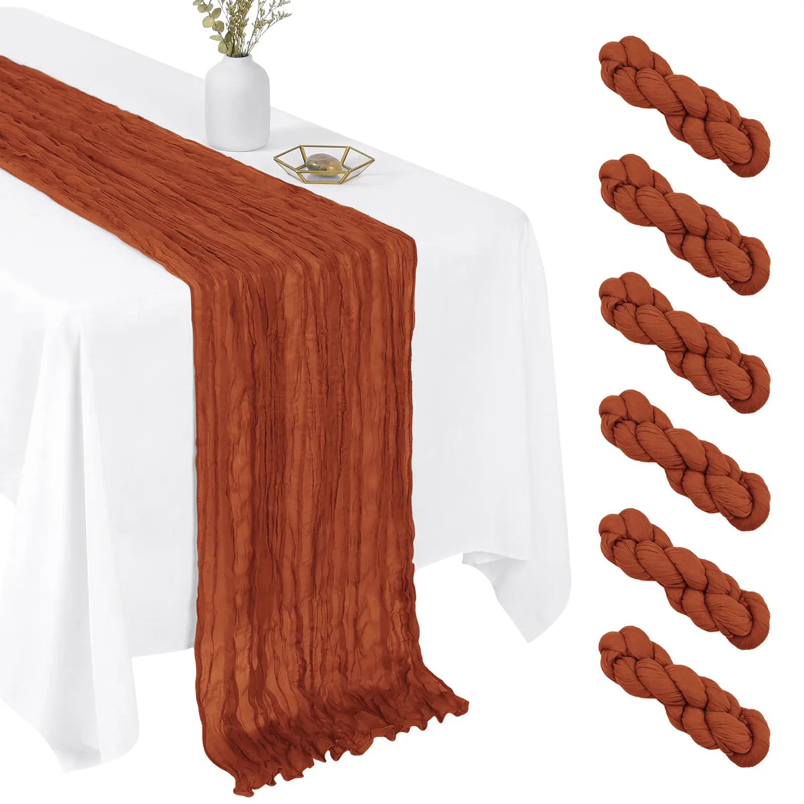 6Pack Cheesecloth Table Runner 17x108 Inch, Multiple Colors - Boho Sheer Gauze for Wedding, Baby Shower, Party & Home Decor