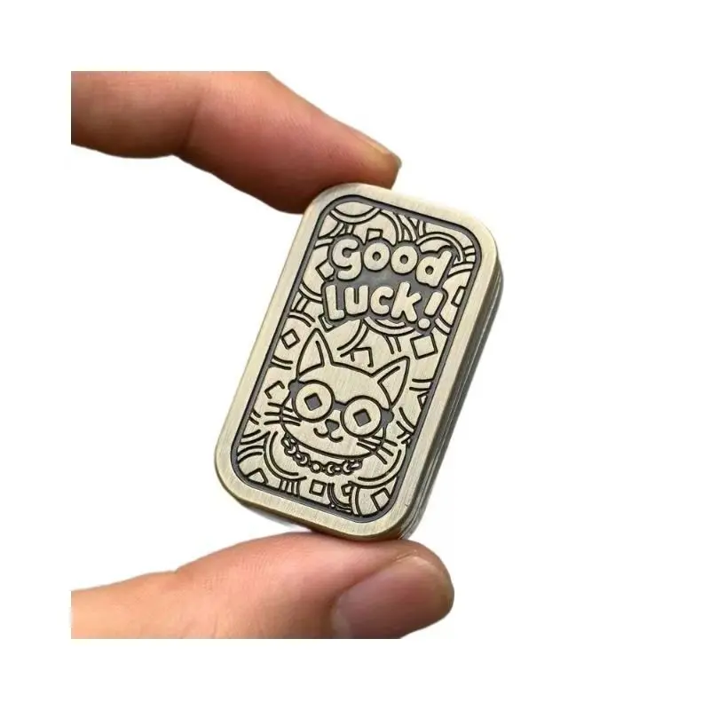 Metal Fortune Cat Push Puzzle, Edc Metal Finger Slider, Three-Level Adjustable, Infinite Pressure Release Toy, Creative Finger Gyro, Stress Relief Fidget, Stress Relief Fingertoy