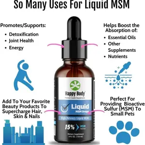 Liquid MSM Drops The Highest MSM Content in a Liquid MSM Supplement. Ideal for Both Oral & Topical Applications - 1 x 4 fl. oz Bottle.