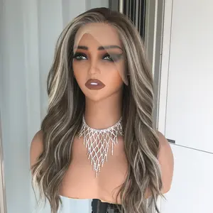 AISOM Shara Iced Latte Loose Water Wave 13x4 Free Part Lace Front Wig with Scandinavian Hairline Low Density 120% Heat Friendly Synthetic Hair Wigs 18 Inchesl Daily Use for Women