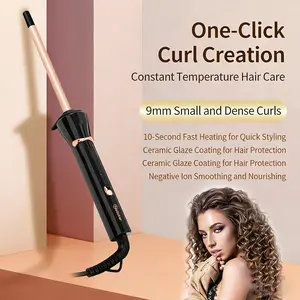 Viral 9mm Micro Curling Iron Ultra Slim Barrel for Perfect Bouncy Curls & Salon Essential Tool #9mmcurlingiron with Auto Heat Control for Precise Styling