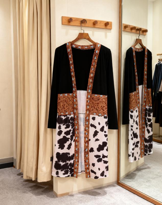 Women's Ethnic Pattern Colorblock Cardigan Casual Open-Front Long-Sleeve Knitwear for Fall & Winter Ladies' Clothing Fitted Shape Cultural Motifs Unique Design Oversized Ribbed Batwing Tunic Sweater glinda white cardigan sweater Taylor's Lover Knit