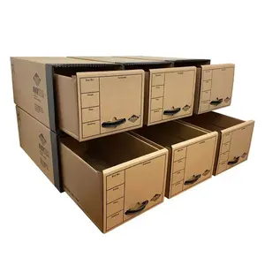 UOFFICE Pack of 6 Quick Stack Drawer File Boxes, 24" x 12.5" x 10.5"