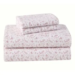 Laura Ashley Paisley Prance Pink Queen FlannelSheet Set