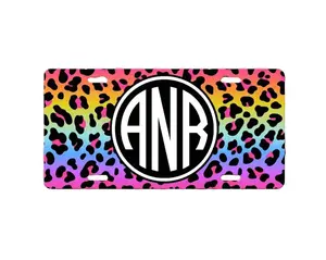 Rainbow Leopard Print License Plate , Monogram Vanity Monogram License Plate